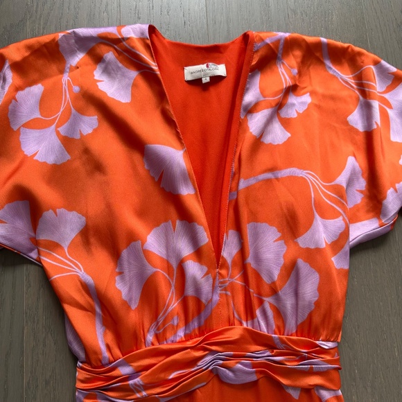 Andres Otalora Heliconia Floral Maxi Dress Ruffle Orange Purple - Size 4 - Picture 7 of 13